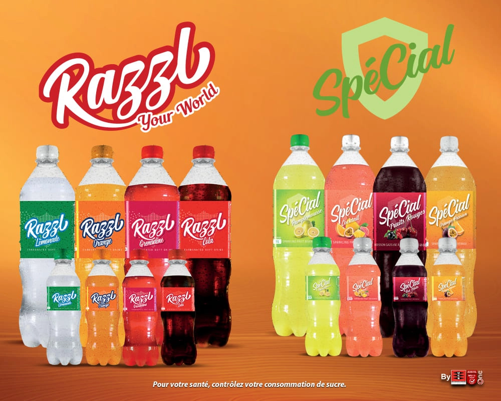 Les différentes marques de Boisson Gazeuse produites par UCB.