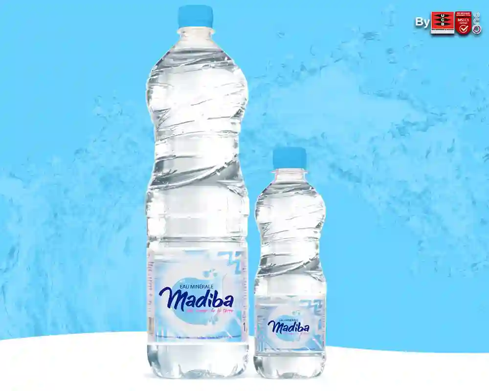 Eau minérale Madiba produites par UCB.